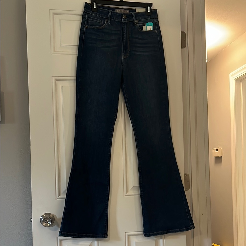 Just USA Blue Flare Leg Jeans with High-Rise Waist